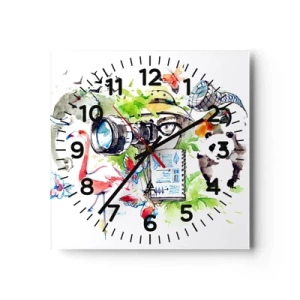 Horloge murale - Pendule murale - Dans l'objectif d'un voyageu - 40x40 cm