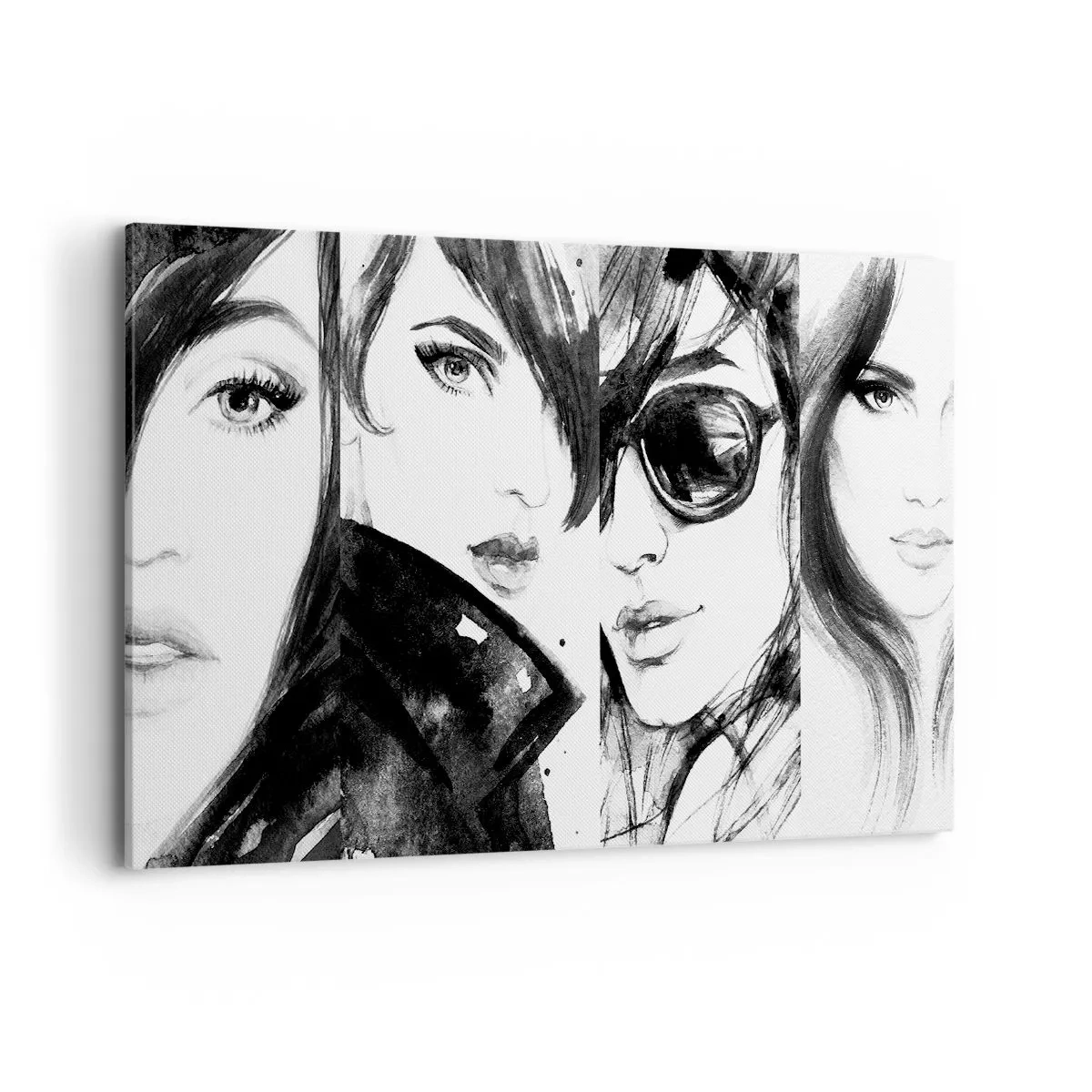 Impression sur toile - Image sur toile - Portraits élégants de femmes aux tons monochromes - 100x70cm - La beauté multipliée - Décoration murale moderne pour le salon et la chambre ARTTOR