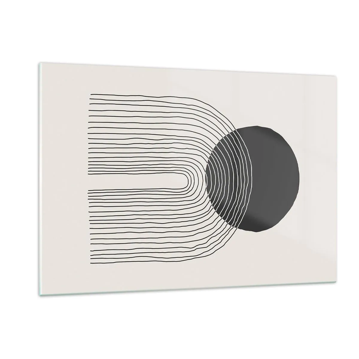Impression sur verre - Image sur verre - Graphique minimaliste avec cercle et lignes noirs - 120x80cm - Tremblement et confiance - Décoration murale moderne pour le salon et la chambre ARTTOR