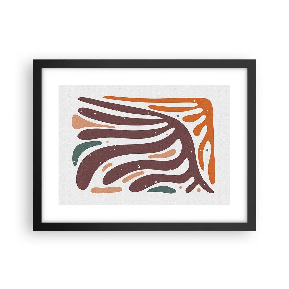 Affiche dans un cadre noir - Poster - Composition organique rayonnante - 40x30 cm