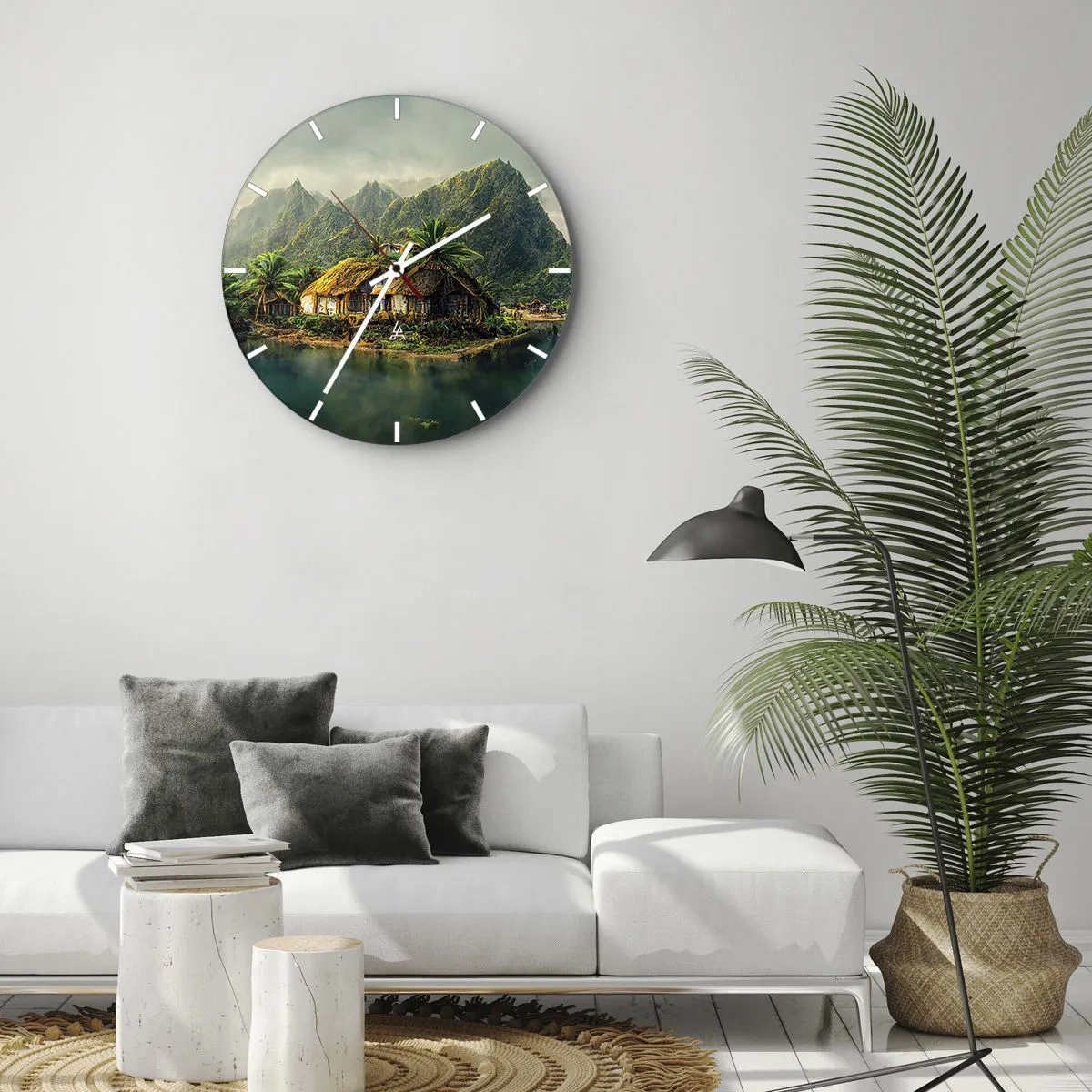 Horloge murale - Pendule murale - Paradis tropical - 30x30 cm