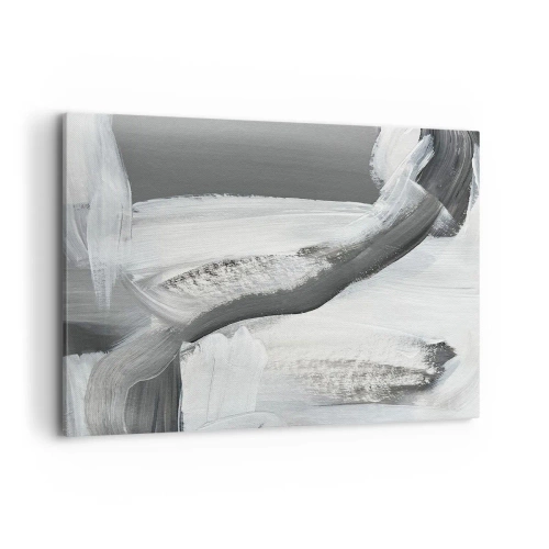 Impression sur toile - Image sur toile - Abstraction grise et blanche avec des lignes dynamiques - 100x70cm - Un geste décisif - Décoration murale moderne pour le salon et la chambre ARTTOR