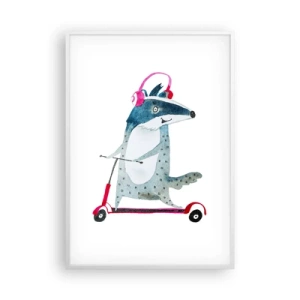 Affiche dans un cadre blanc - Poster - La joie du blaireau - 70x100 cm