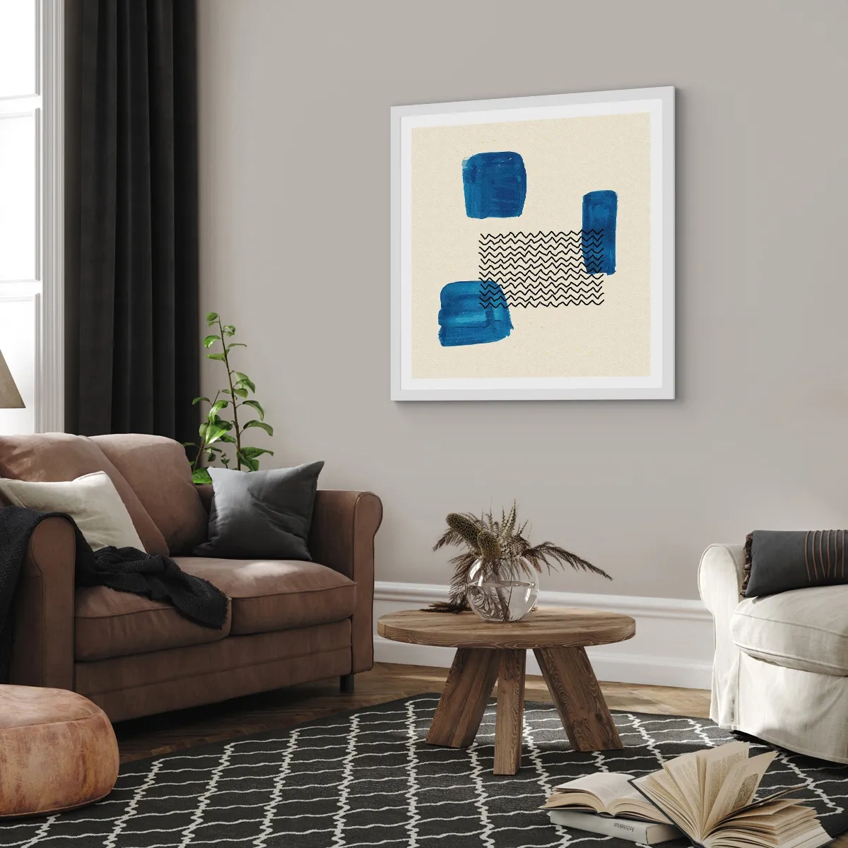 Affiche dans un cadre blanc - Poster - Quatuor abstrait - 40x40 cm