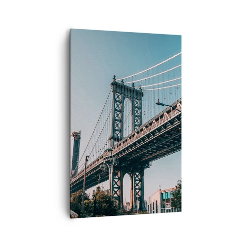 Impression sur toile - Image sur toile - Un pont entre les bâtiments dans un paysage urbain - 80x120cm - Sur les vagues de la ville - Décoration murale moderne pour le salon et la chambre ARTTOR