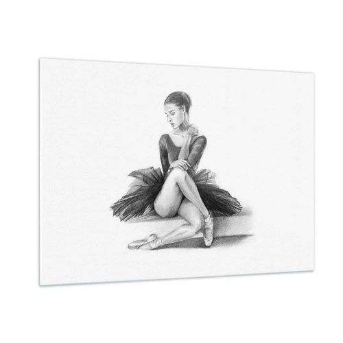 Impression sur verre - Image sur verre - Croquis d'une ballerine en robe noire dans une pose pensive - 100x70cm - Envoutée par la danse - Décoration murale moderne pour le salon et la chambre ARTTOR