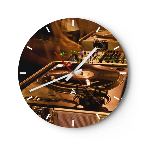 Horloge murale - Pendule murale - Platine DJ et table de mixage avec éclairage dynamique - 30x30cm - Sentez-vous cette force? - Décoration murale moderne pour le salon, la cuisine et la chambre ARTTOR