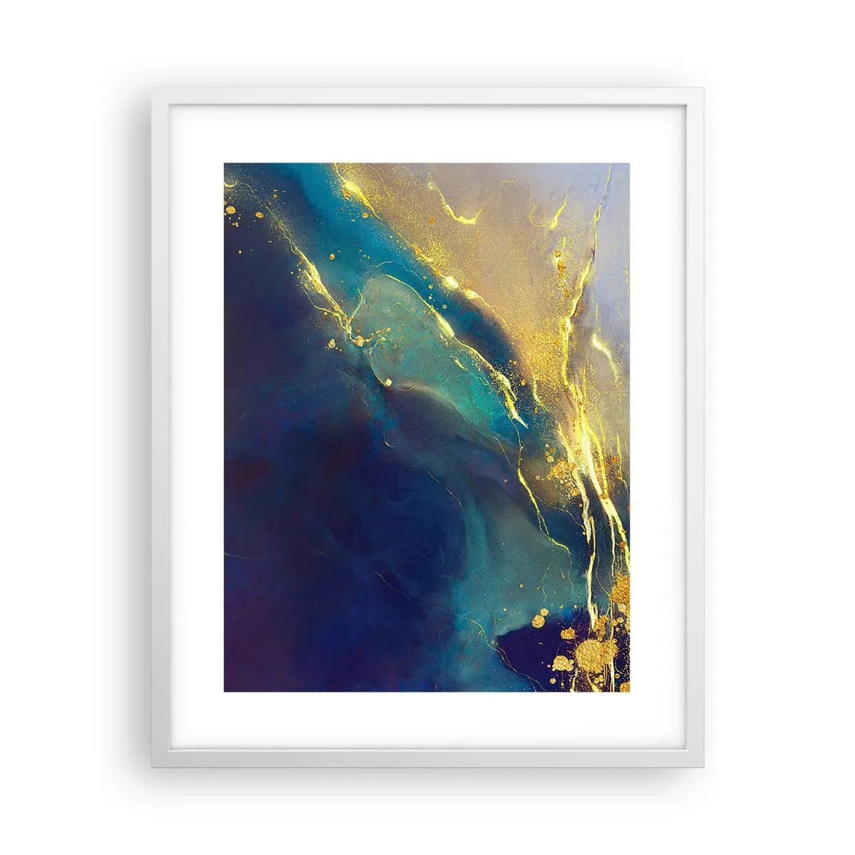 Affiche dans un cadre blanc - Poster - Coulée d'or - 40x50 cm