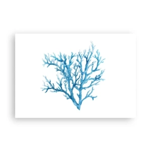 Affiche - Poster - Corail bleu sur fond blanc avec une touche minimaliste - 100x70cm - Filigrane nautique - Décoration murale moderne pour le salon et la chambre ARTTOR
