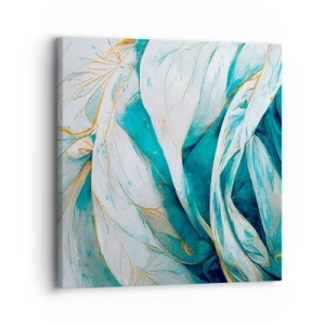 Impression sur toile - Image sur toile - Abstraction bleue avec un motif doré - 30x30 cm