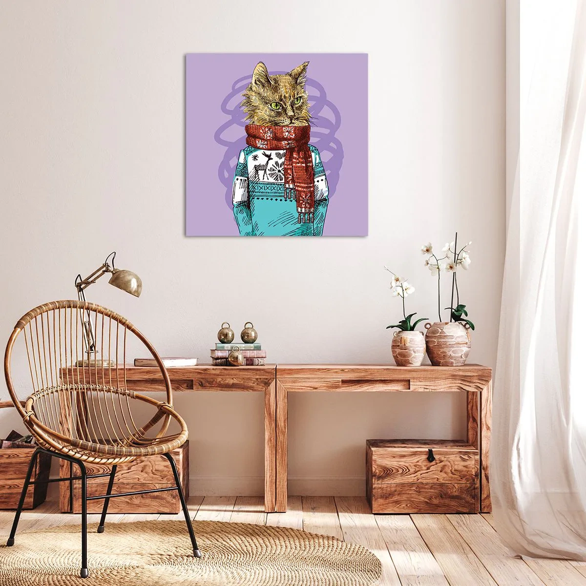 Impression sur toile - Image sur toile - Le chat, pas uniquement dans les chaussures - 60x60 cm