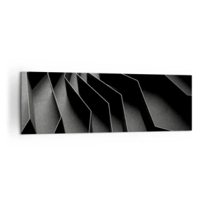Impression sur toile - Image sur toile - Abstraction en noir et blanc avec des structures géométriques - 160x50cm - Ordre spatial - Décoration murale moderne pour le salon et la chambre ARTTOR