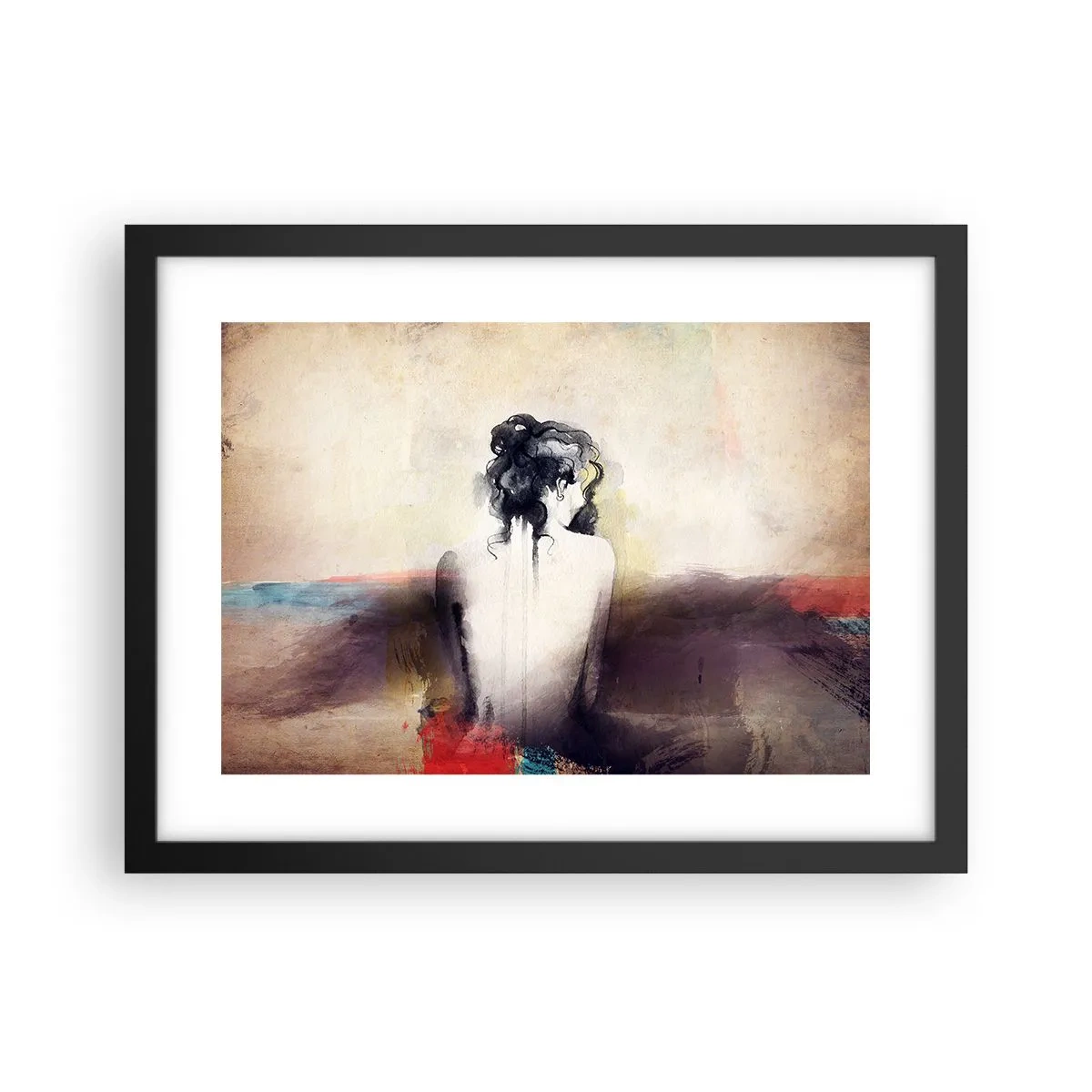 Affiche dans un cadre noir - Poster - Lignes lisses, formes ovales - 40x30 cm