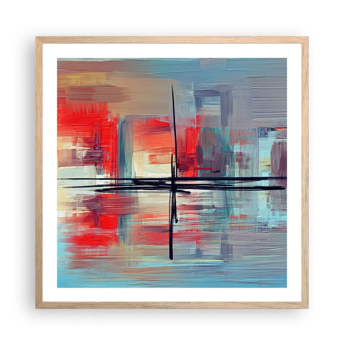 Affiche dans un chêne clair - Poster - Un paysage dans une dimension inconnue - 60x60 cm