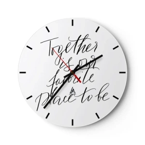 Horloge murale - Pendule murale - La citation « Ensemble, c'est notre endroit préféré où être » sur un fond d'horloge blanche - 30x30cm - Vous aussi vous le sentez? - Décoration murale moderne pour le salon, la cuisine et la chambre ARTTOR