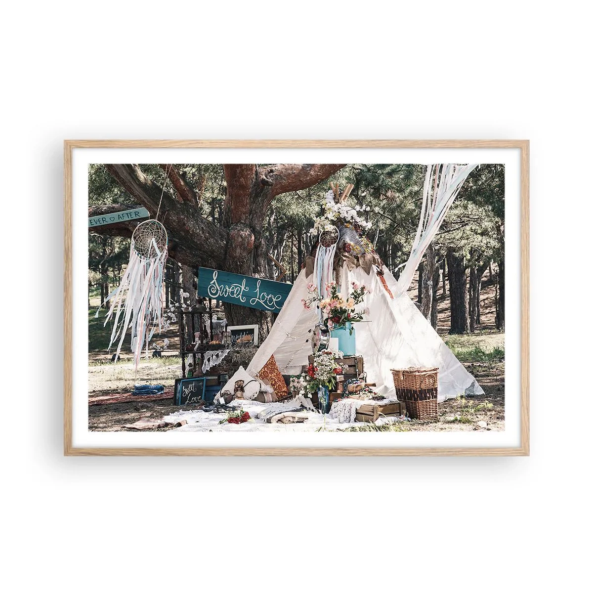 Affiche dans un chêne clair - Poster - Make love… - 91x61 cm