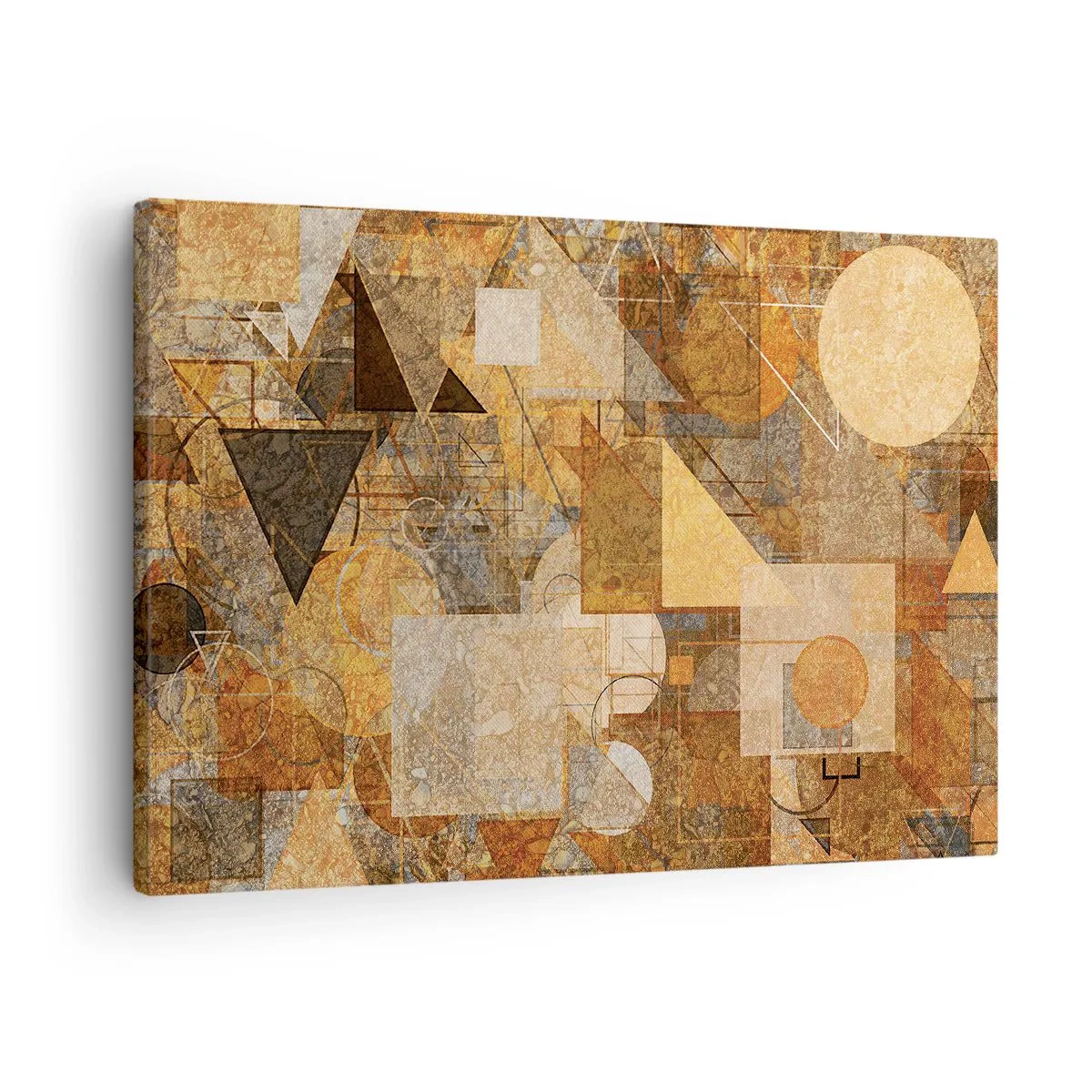 Impression sur toile - Image sur toile - Figures géométriques abstraites aux tons chauds - 70x50cm - Étude cubique de marron - Décoration murale moderne pour le salon et la chambre ARTTOR