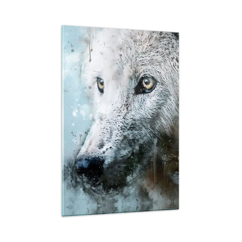 Impression sur verre - Image sur verre - Portrait à l'aquarelle d'un loup - 80x120cm - Rencontrez l'âme du loup - Décoration murale moderne pour le salon et la chambre ARTTOR