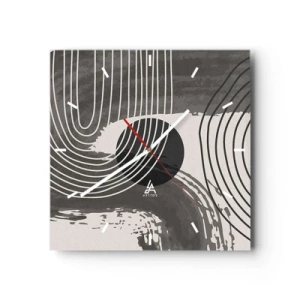 Horloge murale - Pendule murale - Lignes géométriques et ovales dans des tons monochromes - 30x30cm - L'ovale gagne - Décoration murale moderne pour le salon et la chambre ARTTOR