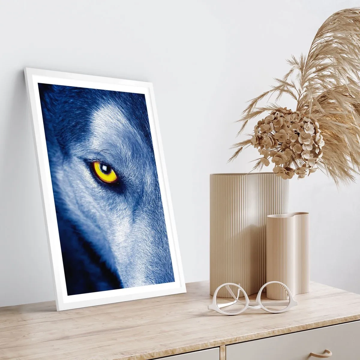 Affiche dans un cadre blanc - Poster - Regars hypnotique - 40x50 cm