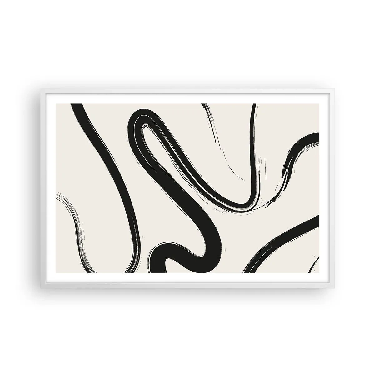 Affiche dans un cadre blanc - Poster - Fantaisie en noir et blanc - 91x61 cm