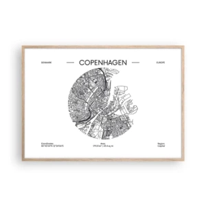 Affiche dans un chêne clair - Poster - Anatomie de Copenhague - 100x70 cm