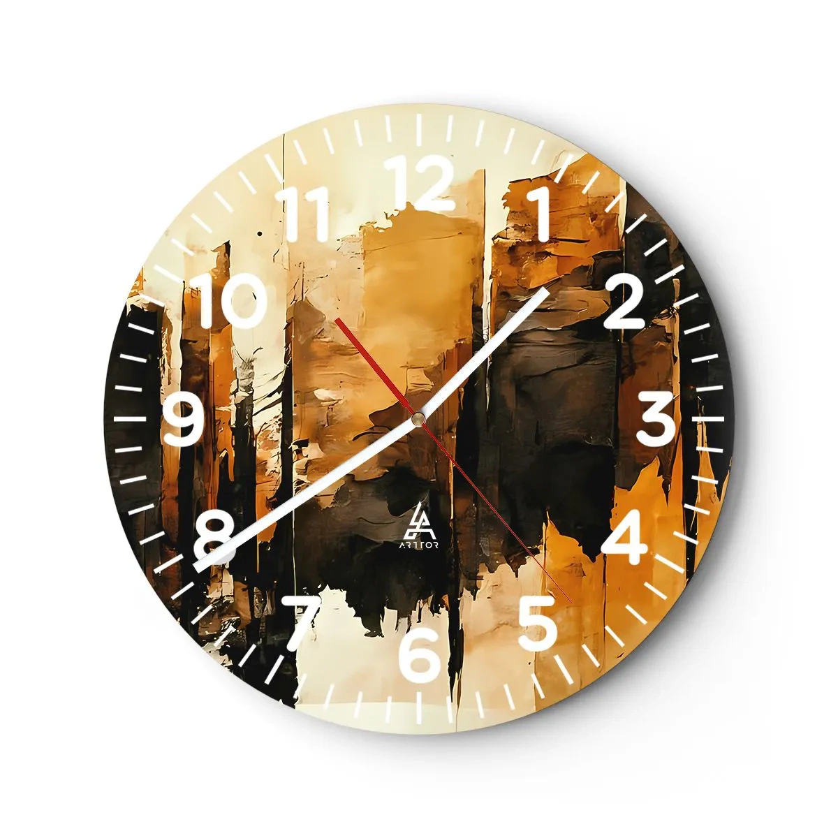 Horloge murale - Pendule murale - Harmonie de noir et d'or - 30x30 cm