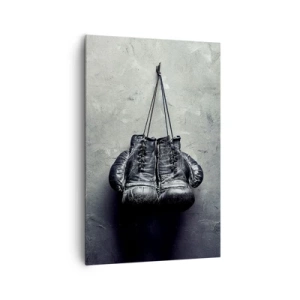 Impression sur toile - Image sur toile - De vieux gants de boxe contre le mur - 80x120cm - Un temps pour se battre et un temps pour la paix - Décoration murale moderne pour le salon et la chambre ARTTOR