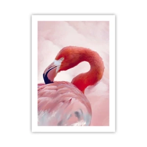 Affiche - Poster - Flamant rose sur fond clair - 50x70cm - Beauté des oiseaux - Décoration murale moderne pour le salon et la chambre ARTTOR