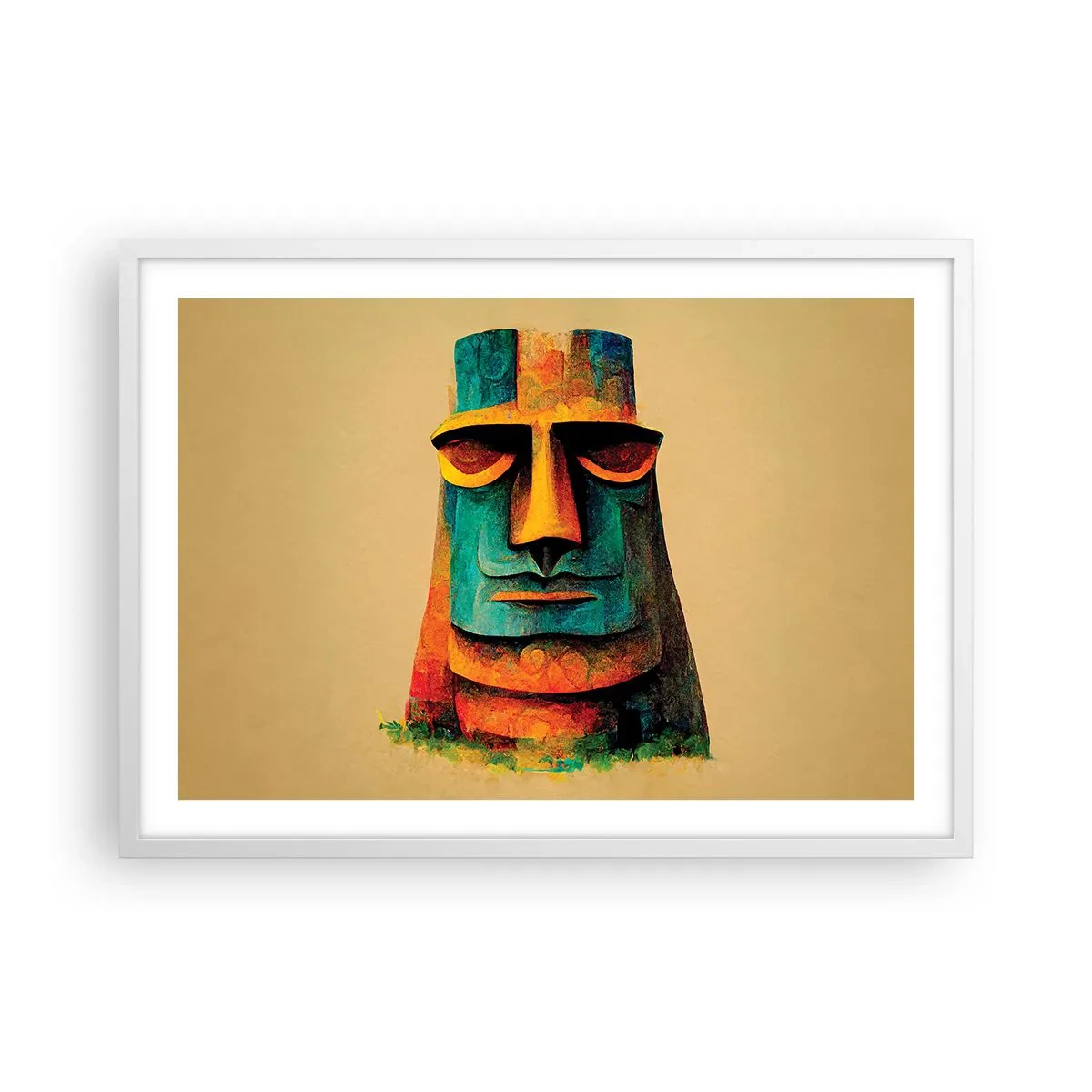 Affiche dans un cadre blanc - Poster - Statuesque et sympathique - 70x50 cm