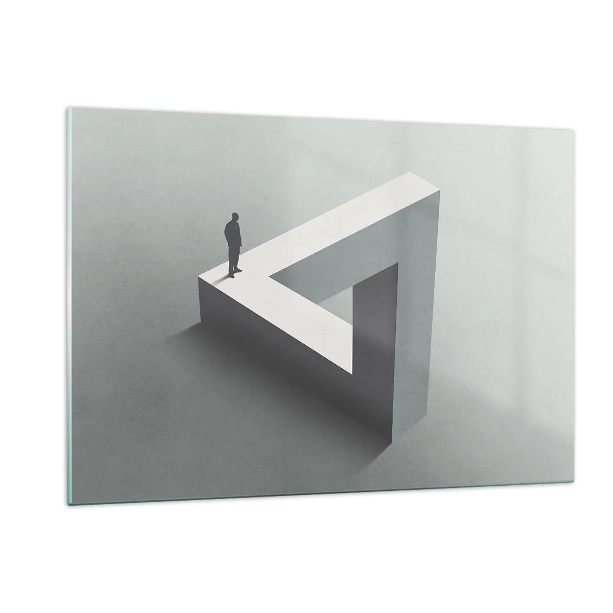 Impression sur verre - Image sur verre - Une figure sur une structure géométrique dans le style d'une illusion d'optique - 120x80cm - Mais c'est possible - Décoration murale moderne pour le salon et la chambre ARTTOR