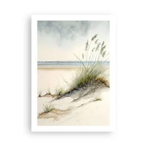 Affiche - Poster - Caressé par le vent - herbes sur les dunes près de la plage - 50x70cm - Choyé par le vent - Décoration murale moderne pour le salon et la chambre ARTTOR
