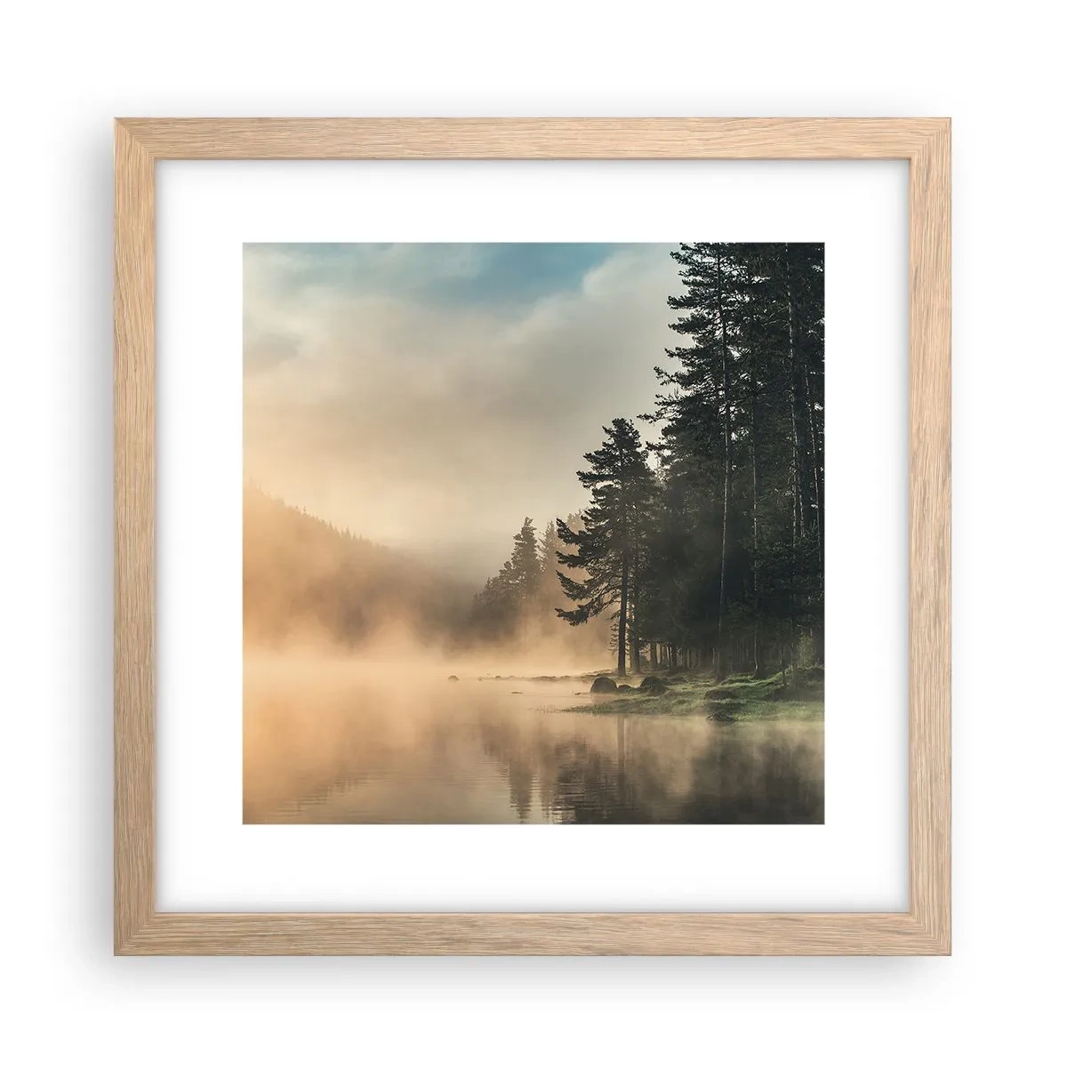 Affiche dans un chêne clair - Poster - Naissance du jour - 30x30 cm