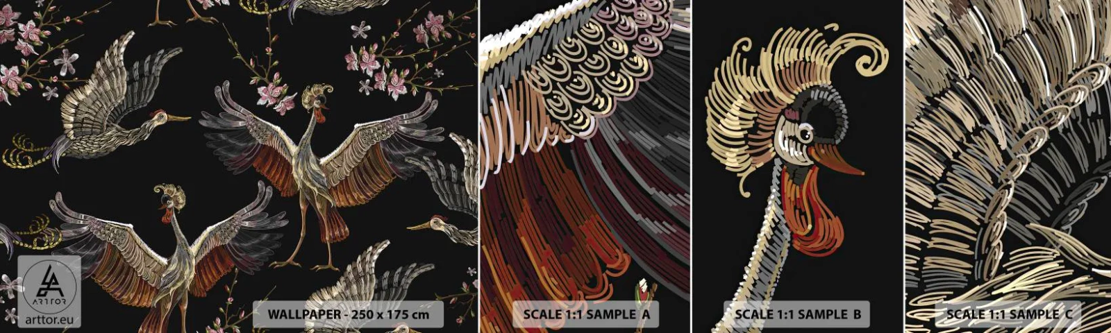 Échantillon De Papier Peint Standard Eco - Un oiseau de conte de fées - Abstraction, Oiseau, Graphique - 100x30 cm