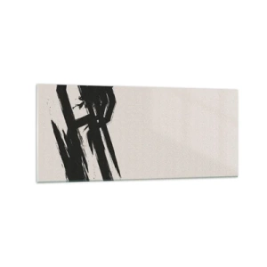 Impression sur verre - Image sur verre - Coups de pinceau dynamiques en noir sur fond clair - 120x50cm - Ruée imparable - Décoration murale moderne pour le salon et la chambre ARTTOR