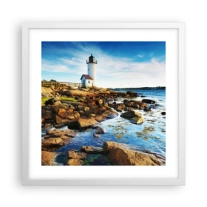 Affiche dans un cadre blanc - Poster - Revenez heureux, j'attends - 40x40 cm