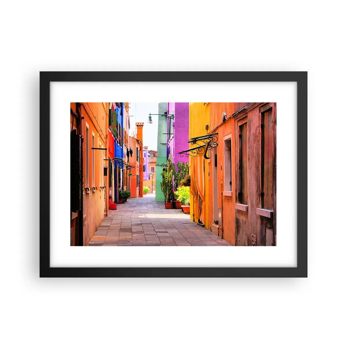 Affiche dans un cadre noir - Poster - Allée arc-en-ciel - 40x30 cm