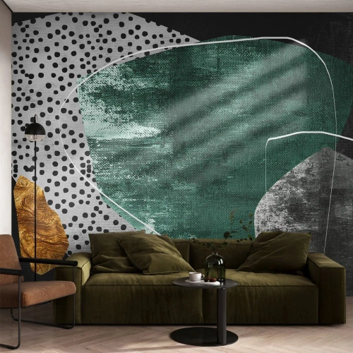 Papier Peint Autocollant Deluxe Sticker - Abstraction colorée avec feuille d'or - Abstraction, Texture, Collage - 150x105 cm