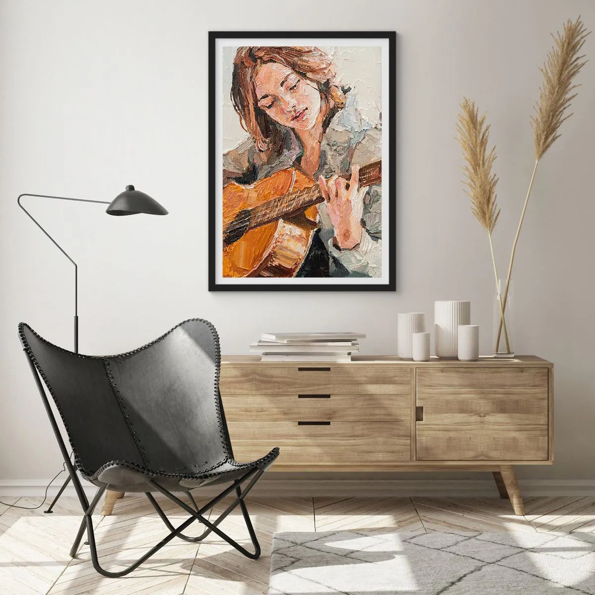 Affiche dans un cadre noir - Poster - Concerto pour guitare et coeur de fille - 40x50 cm