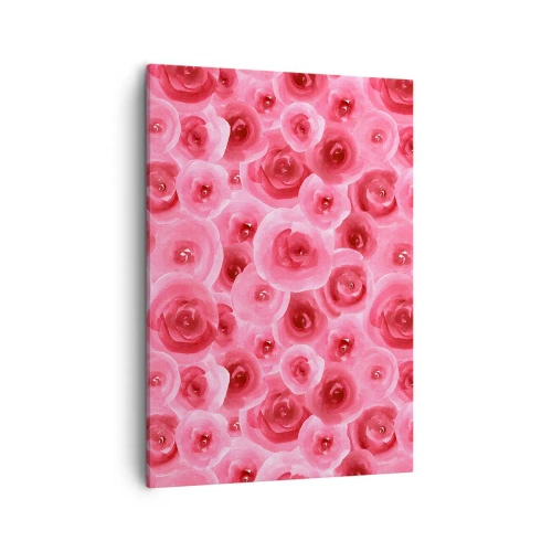 Impression sur toile - Image sur toile - Roses délicates dans des tons pastel de rose - 50x70cm - Roses en-haut et en-bas - Décoration murale moderne pour le salon et la chambre ARTTOR