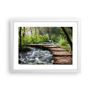 Affiche dans un cadre blanc - Poster - Au-dessus de la cascade mousseuse - 40x30 cm