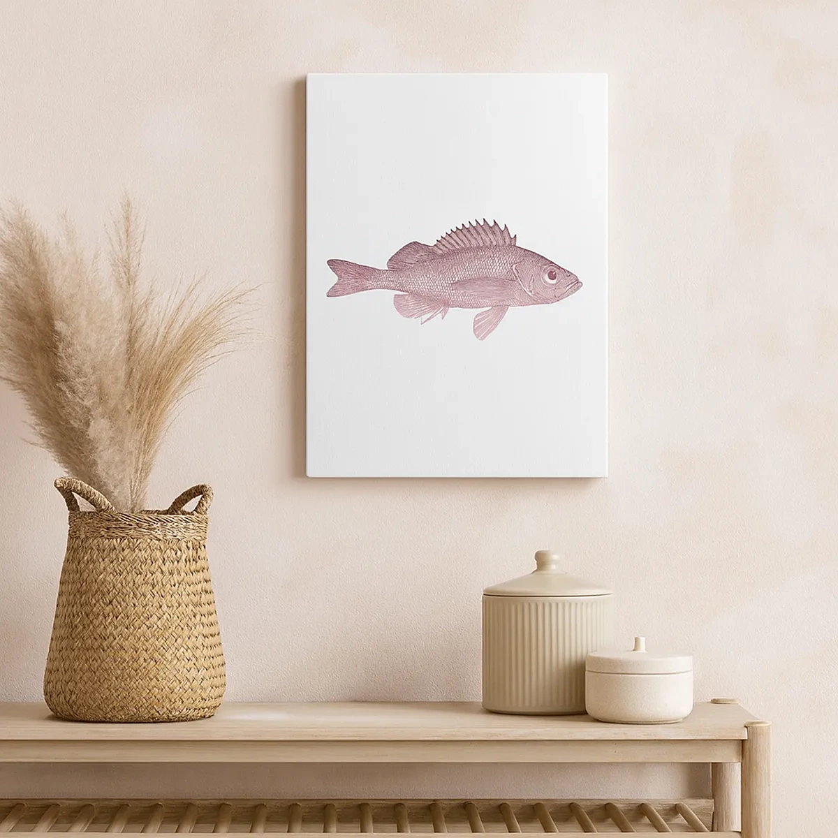 Impression sur toile - Image sur toile - Illustration détaillée d'un poisson sur fond blanc - 50x70cm - Poisson aux grands yeux - Décoration murale moderne pour le salon et la chambre ARTTOR