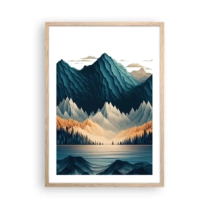 Affiche dans un chêne clair - Poster - Paysage de montagne parfait - 50x70 cm
