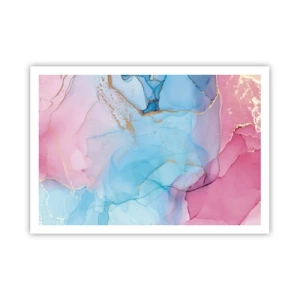 Affiche - Poster - Motifs pastel abstraits avec des accents dorés - 100x70cm - Rencontre et mélange - Décoration murale moderne pour le salon et la chambre ARTTOR