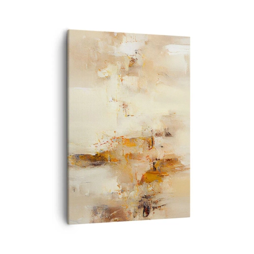 Impression sur toile - Image sur toile - Une composition abstraite dans des tons chauds de jaune et de marron. - 50x70cm - Âme de l'ambre - Décoration murale moderne pour le salon et la chambre ARTTOR
