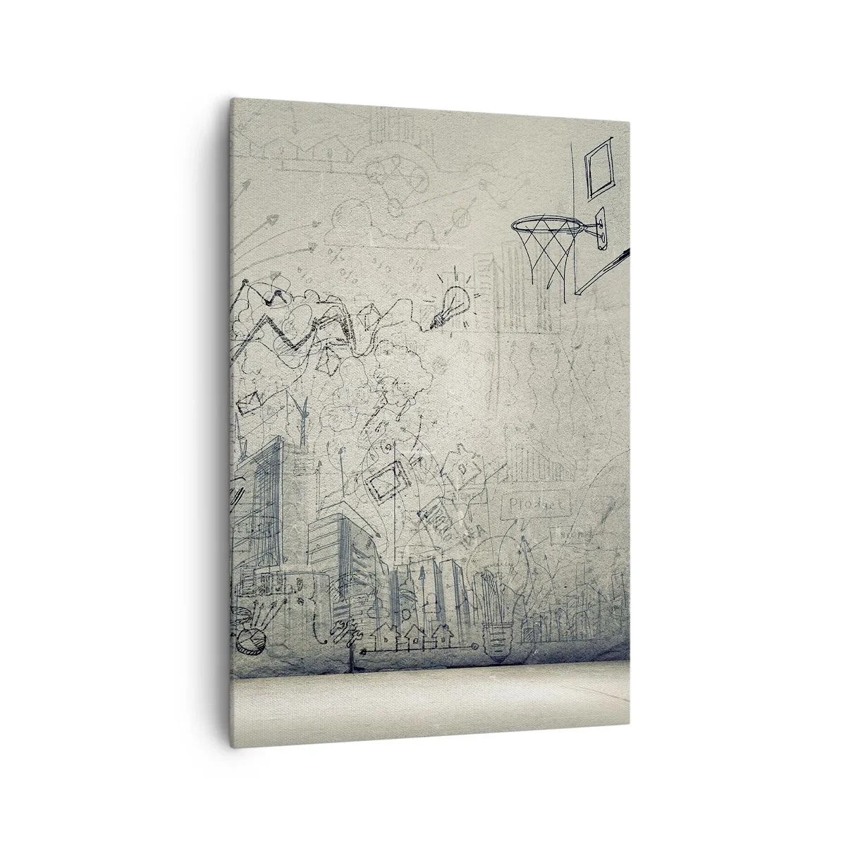 Impression sur toile - Image sur toile - Dessins et schémas sur fond de mur brut - 70x100cm - Ma vie fantastique en ville - Décoration murale moderne pour le salon et la chambre ARTTOR