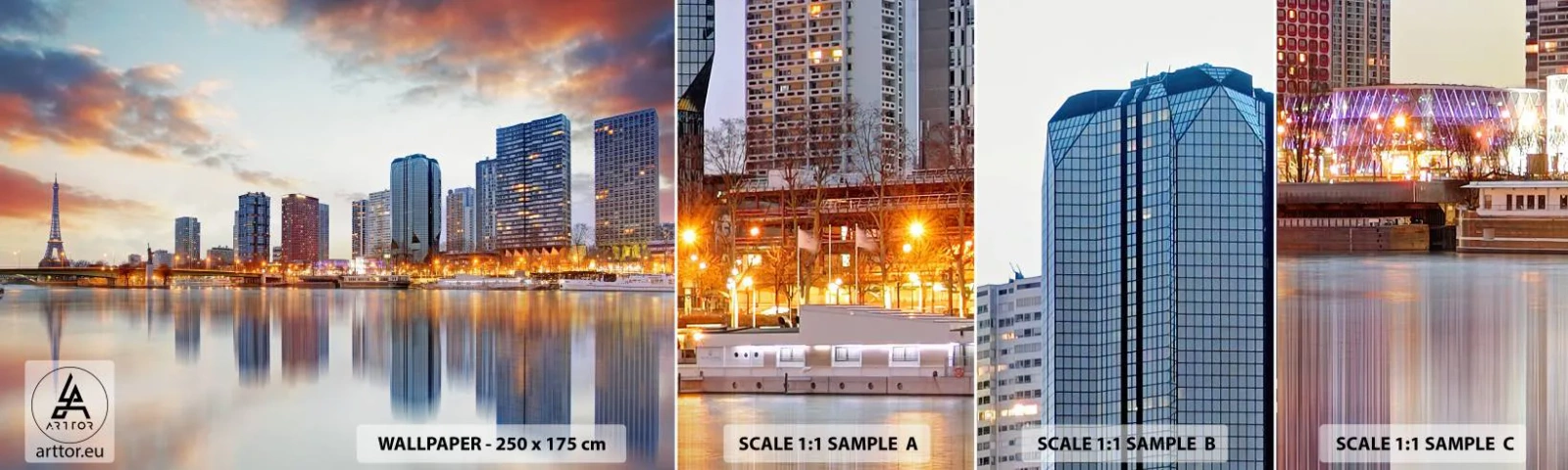 Échantillon De Papier Peint Standard Eco - La tranquillité monumentale de Paris - Ville, Paris, tour Eiffel - 100x30 cm