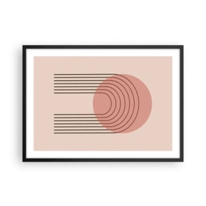 Affiche dans un cadre noir - Poster - Motif abstrait avec cercle et lignes roses - 70x50cm - Attraction irrésistible - Décoration murale moderne pour le salon et la chambre ARTTOR