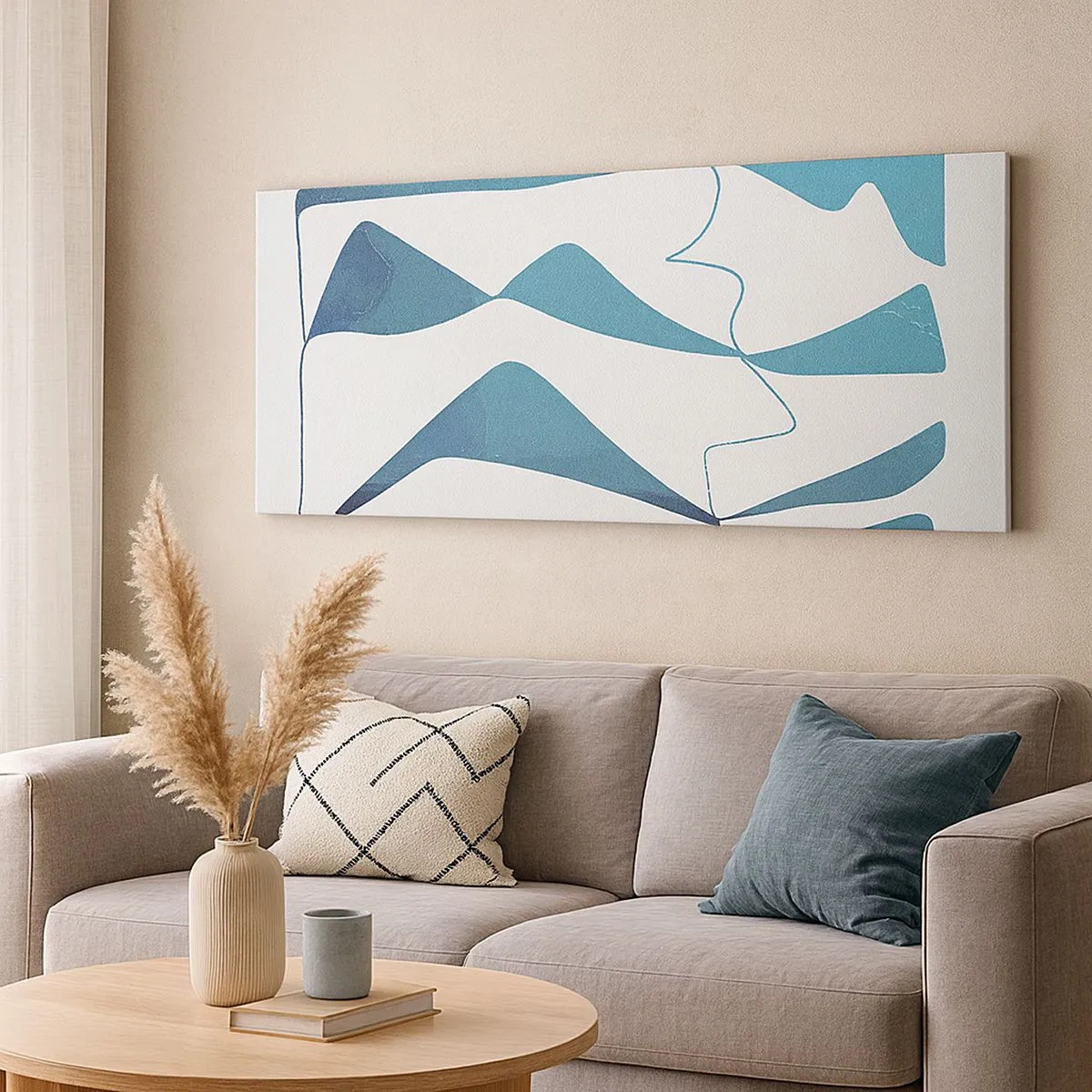 Impression sur toile - Image sur toile - Abstraction : composé turquoise - 100x40 cm