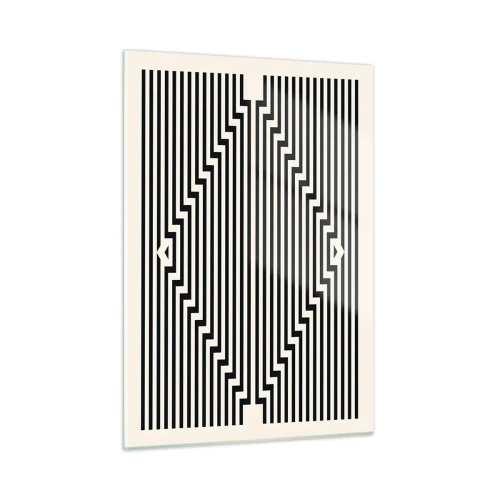 Impression sur verre - Image sur verre - Un motif fascinant de lignes noires et blanches créant une illusion - 50x70cm - Illusion géométrique - Décoration murale moderne pour le salon et la chambre ARTTOR